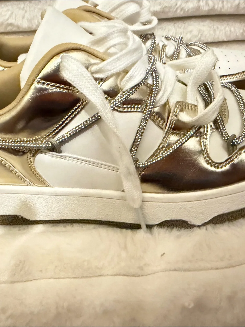 New York & Company White and Gold Women's Fashion Sneakers